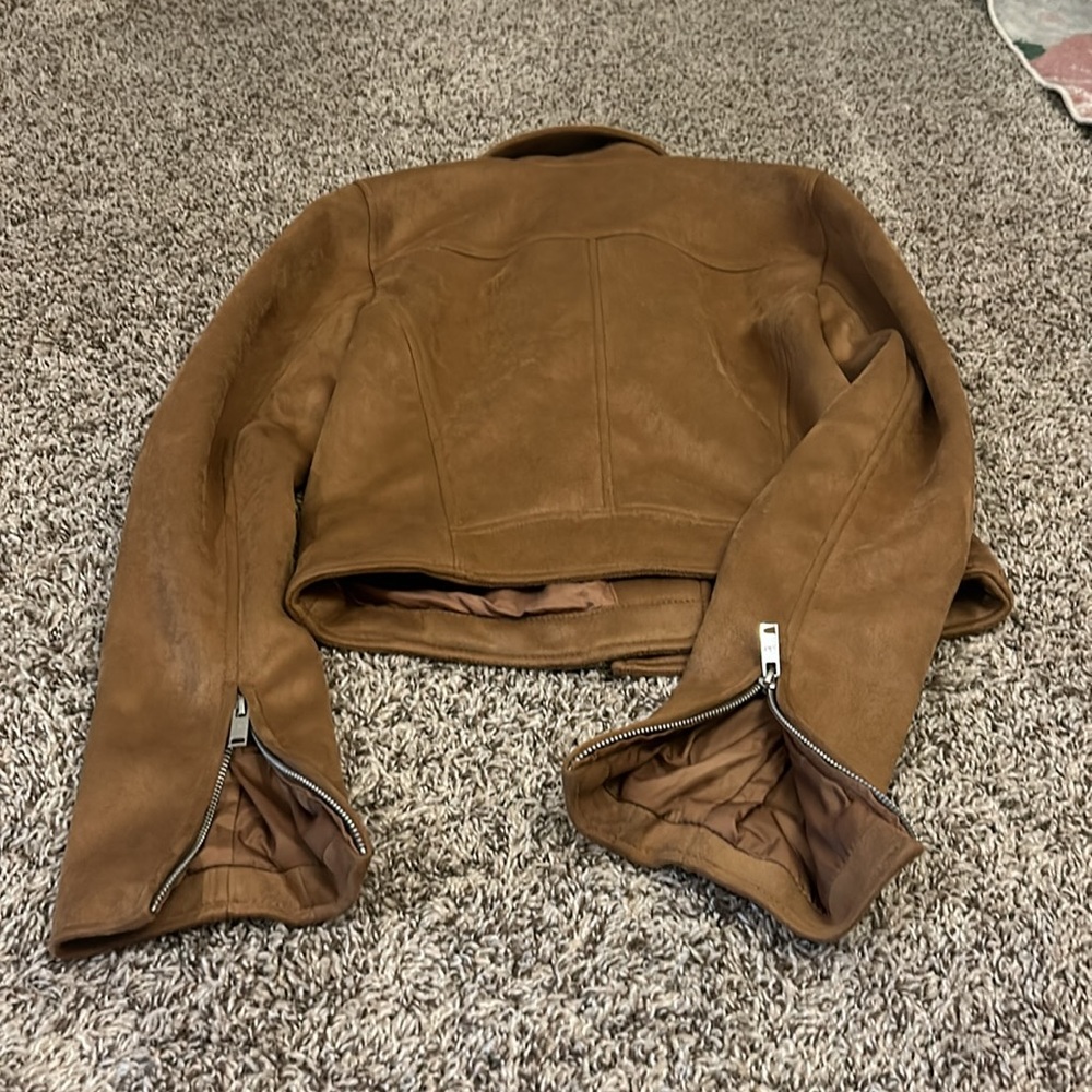 Abercrombie & Fitch Vegan Leather Suede Jacket Women’s Size Small - Picture 12 of 16
